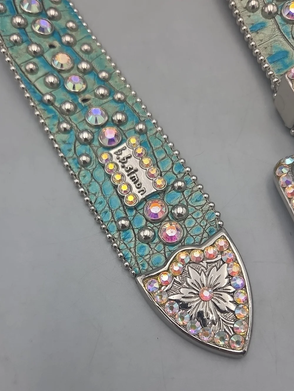 BB Simon Swarovski Belt Aqua Green Light Teal Women Medium